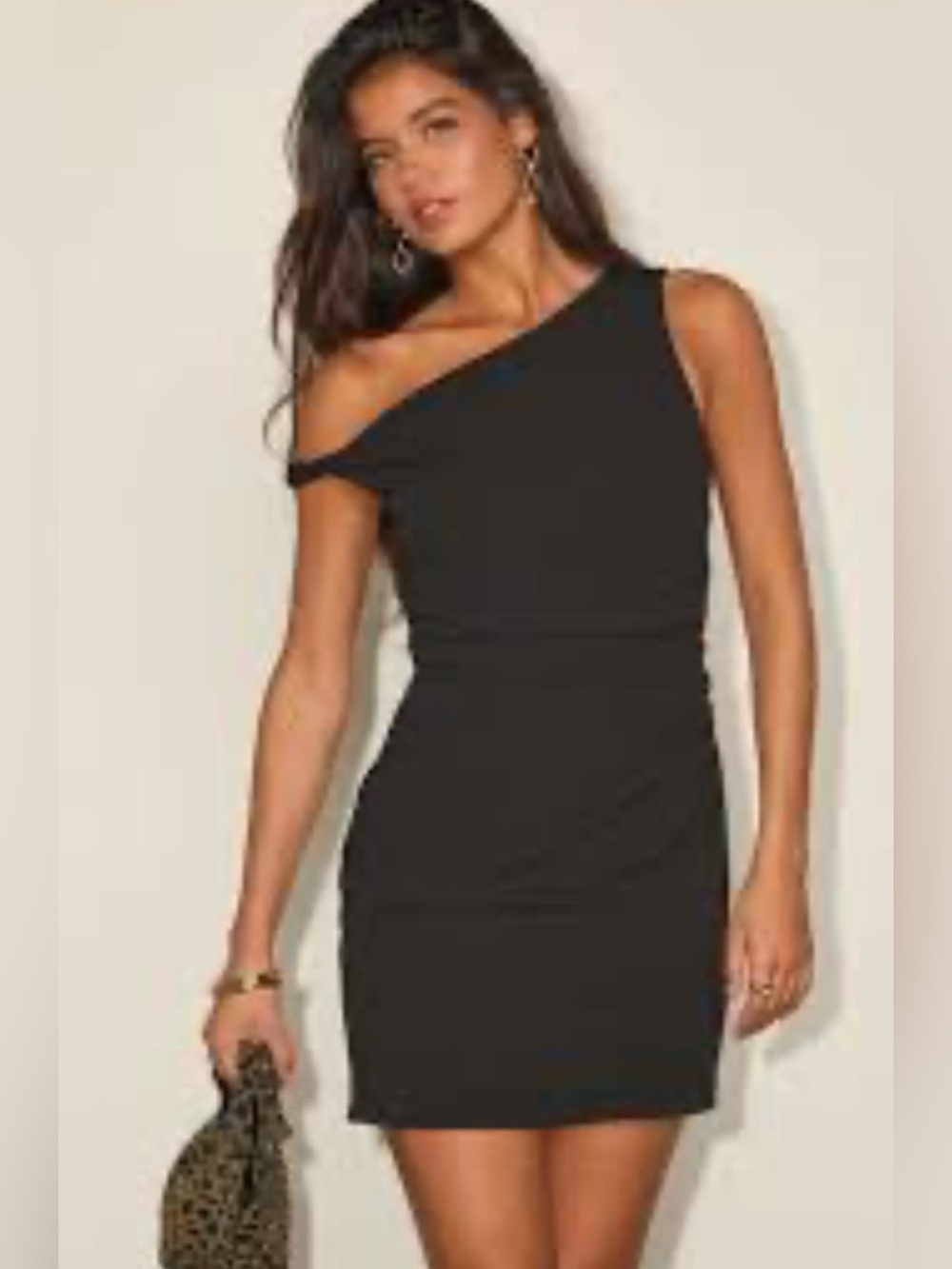 Urban Outfitters Black One-Shoulder Dress With Ruching one Shoulder strap